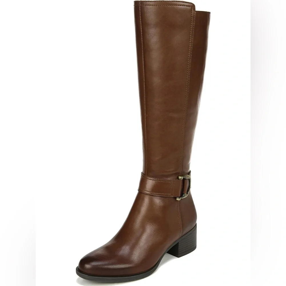 Naturalizer Kelso leather wide calf high shaft boots in cinnamon size 5.5m 6m 9 - Picture 2 of 6